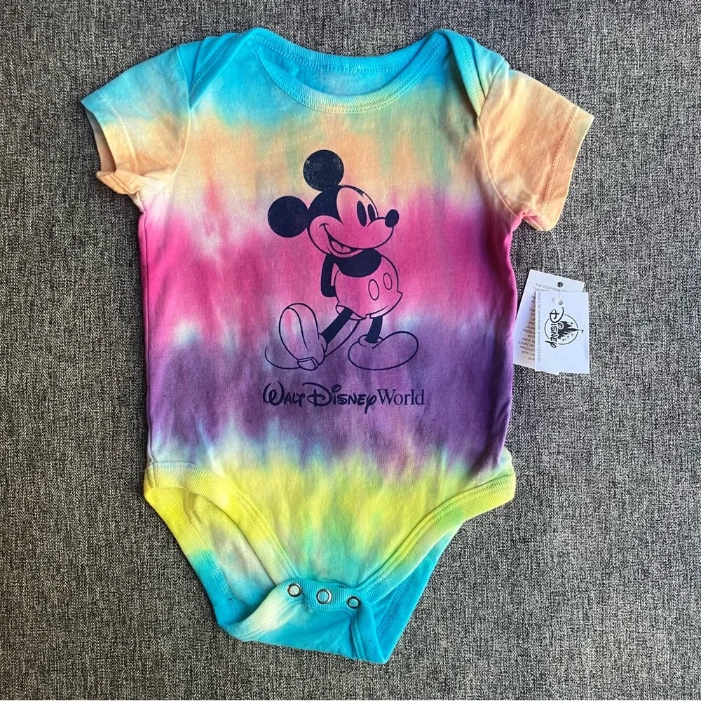 NWT Disney Baby Bodysuit Walt Disney World Mickey Mouse Tie Dye Onesie 6M